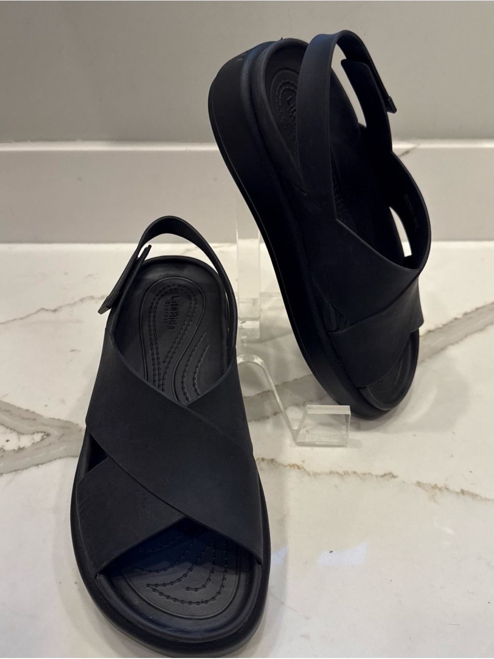Crocs Brooklyn Mid Wedge Comfort Platform Slide Sandals Black Lite Ride Women 7